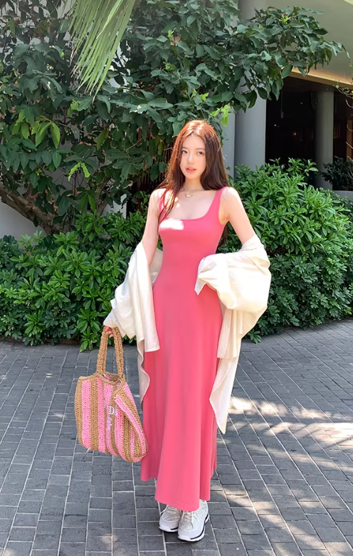 Nouvelle robe longue d'été élégante de style français pour femme C7761