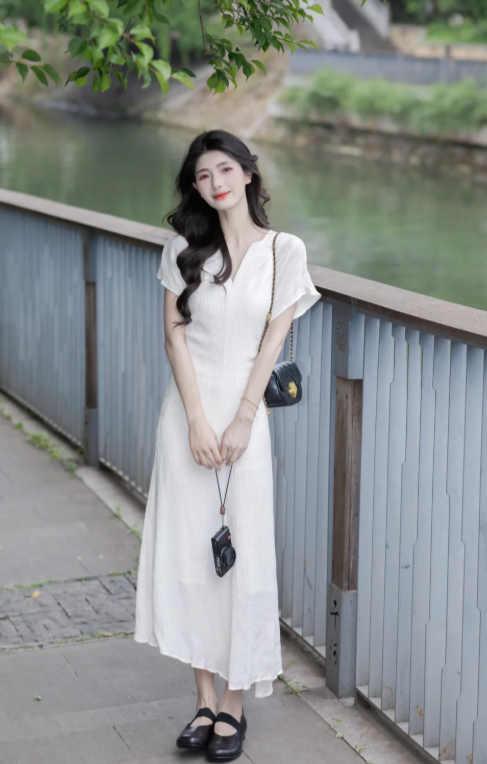 New Pretty French-style  Elegant Summer Women's Long Dress C7861
