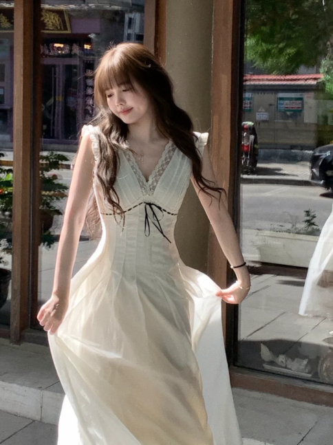 Nouvelle robe longue d'été élégante de style français pour femme C7663