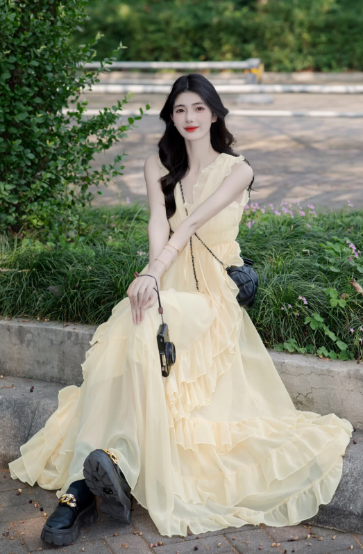 New Pretty French-style  Elegant Summer Women's Long Dress C7864