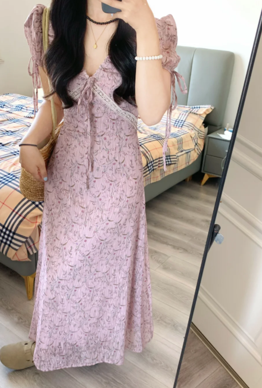 Nouvelle robe longue d'été élégante de style français pour femme C7564