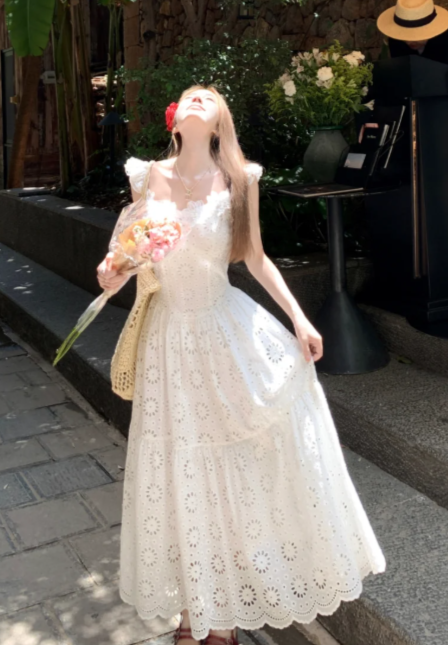 Nouvelle robe longue d'été élégante de style français pour femme C7665