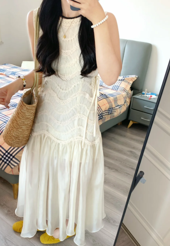 Nouvelle robe longue d'été élégante de style français pour femme C7565