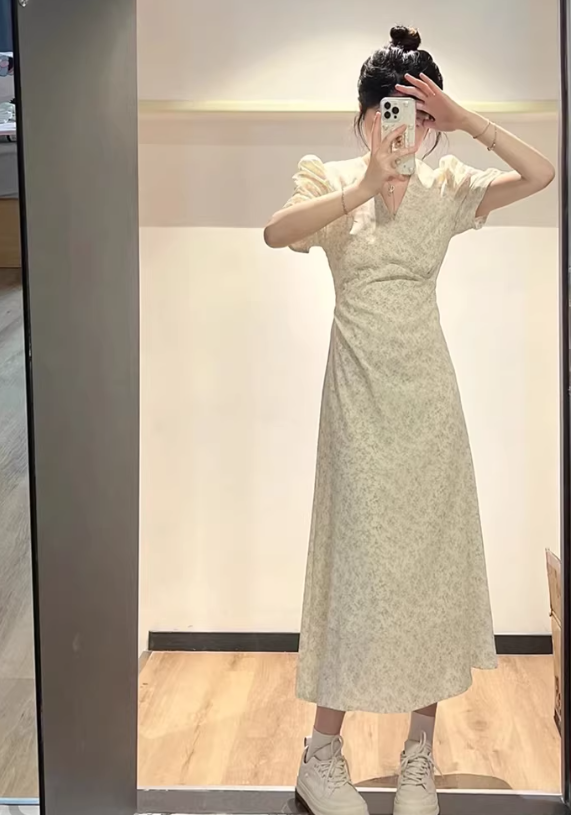 Nouvelle robe longue d'été élégante de style français pour femme C7766