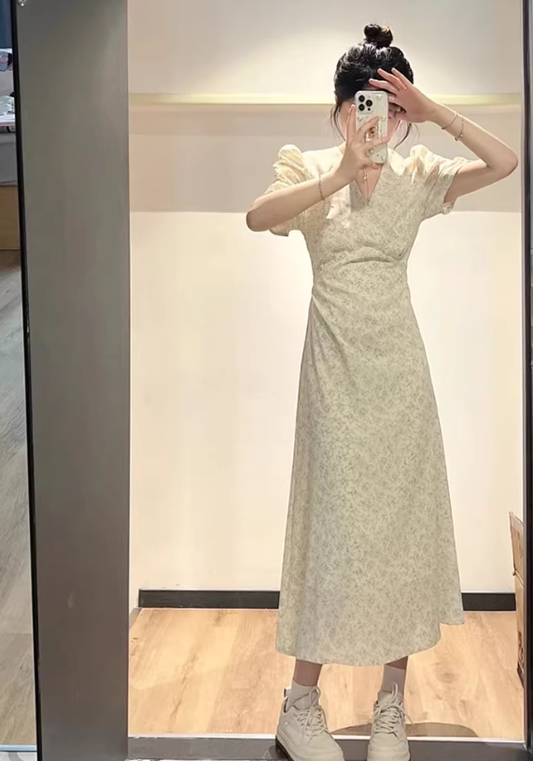 Nouvelle robe longue d'été élégante de style français pour femme C7766