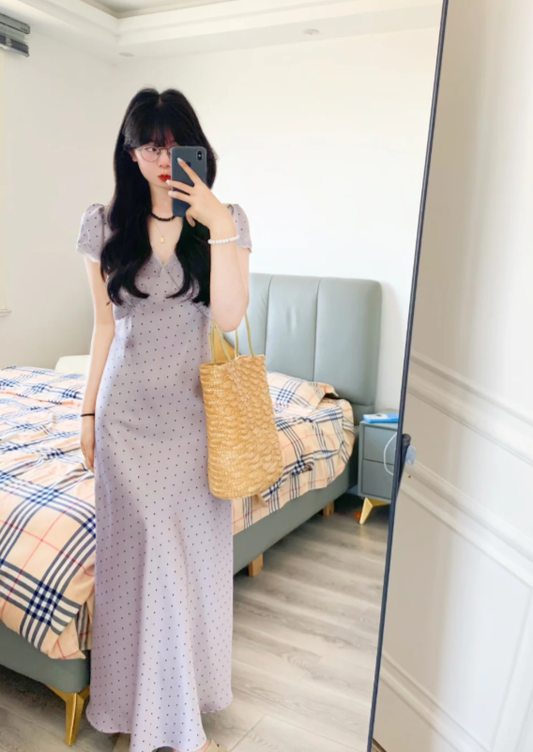 Nouvelle robe longue d'été élégante de style français pour femme C7567