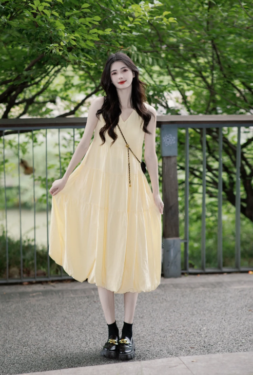 Nouvelle robe longue d'été élégante de style français pour femme C7868