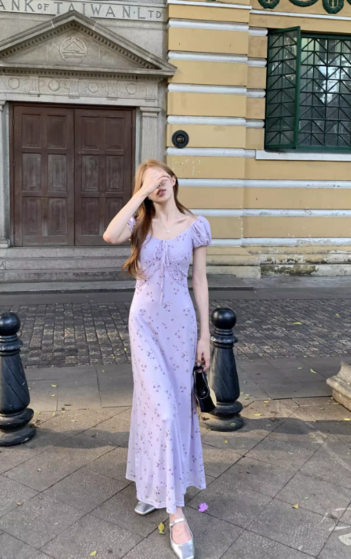 Nouvelle robe longue d'été élégante de style français pour femme C7769