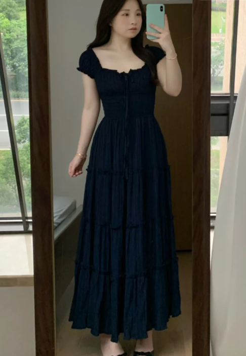 Nouvelle robe longue d'été élégante de style français pour femme C7571