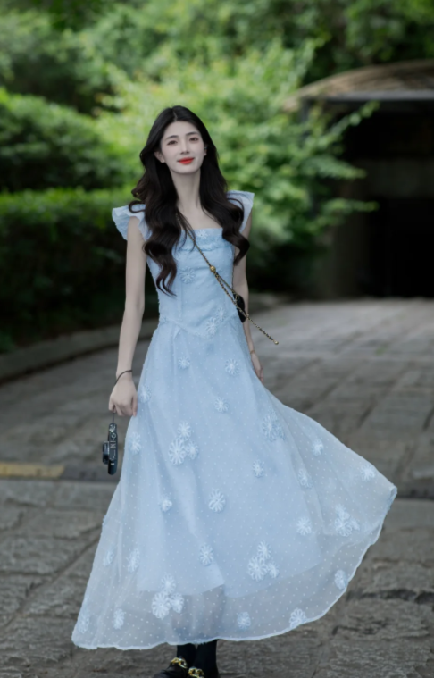 New Pretty French-style  Elegant Summer Women's Long Dress C7872