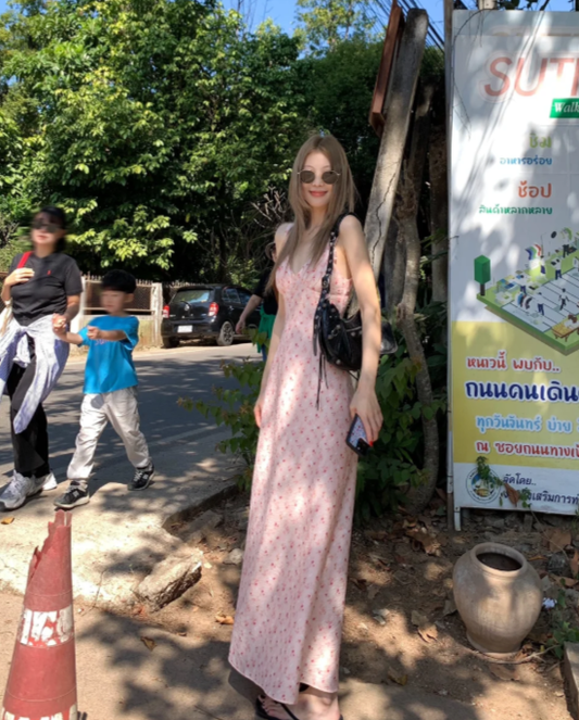 Nouvelle robe longue d'été élégante de style français pour femme C7672