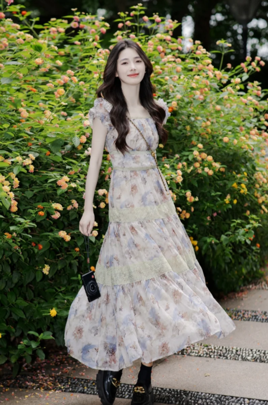 New Pretty French-style  Elegant Summer Women's Long Dress C7874
