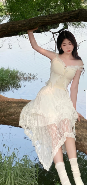 Nouvelle robe longue d'été élégante de style français pour femme C7676