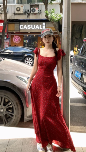 New Pretty French-style  Elegant Summer Women's Long Dress C7977