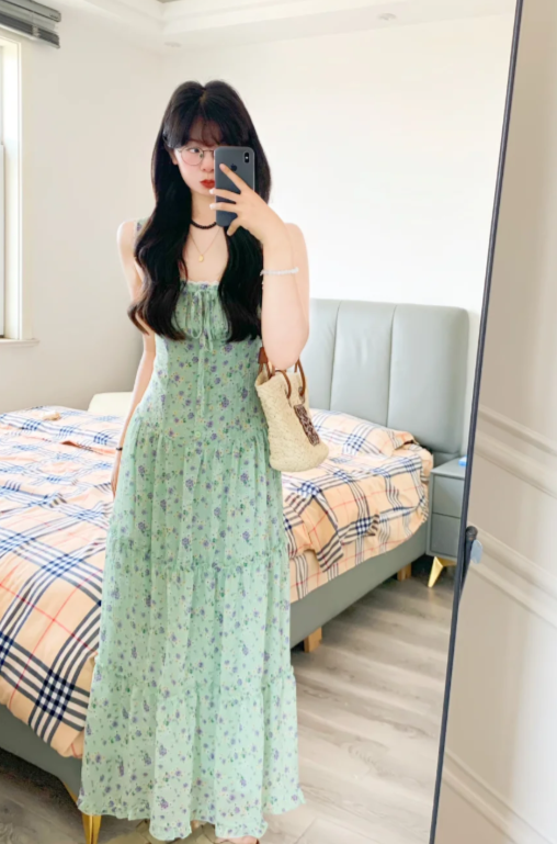 Nouvelle robe longue d'été élégante de style français pour femme C7578