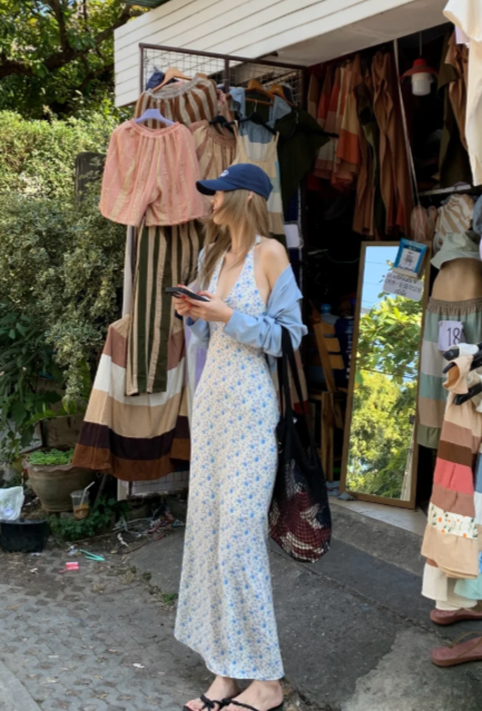 Nouvelle robe longue d'été élégante de style français pour femme C7679