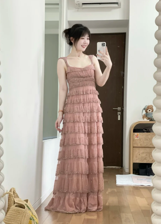 Nouvelle robe longue d'été élégante de style français pour femme C7980