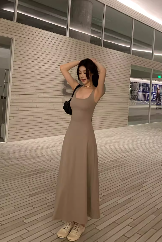 Nouvelle robe longue d'été élégante de style français pour femme C7781