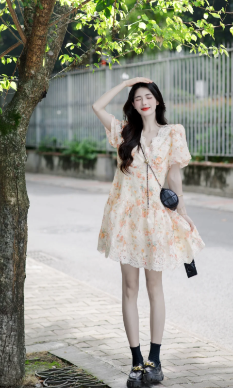 French-style 2026 New Pretty Women's Summer Short Dress C7882