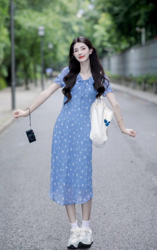 New Pretty French-style  Elegant Summer Women's Long Dress C7883