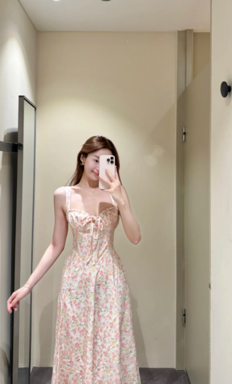 Nouvelle robe longue d'été élégante de style français pour femme C7983