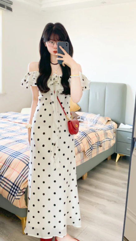 Nouvelle robe longue d'été élégante de style français pour femme C7584