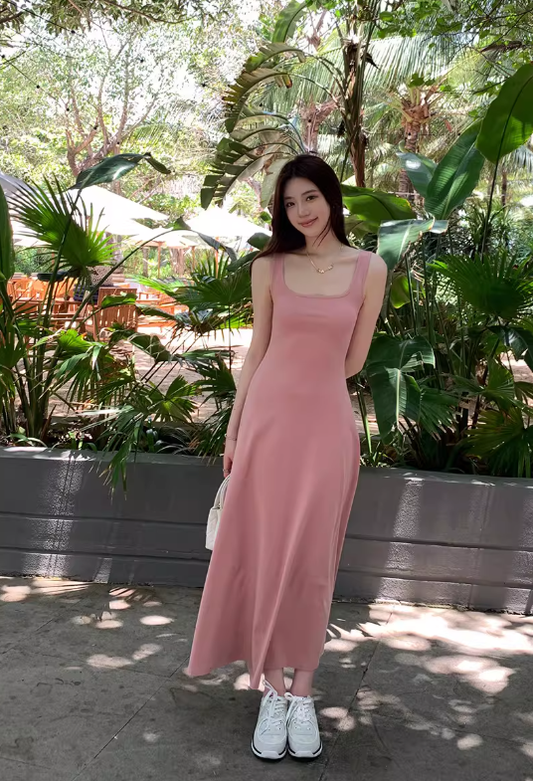 Nouvelle robe longue d'été élégante de style français pour femme C7784