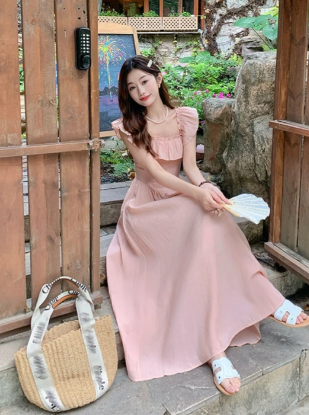 Nouvelle robe longue d'été élégante de style français pour femme C7684