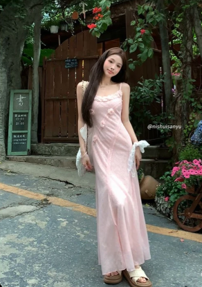 Nouvelle robe longue d'été élégante de style français pour femme C7685