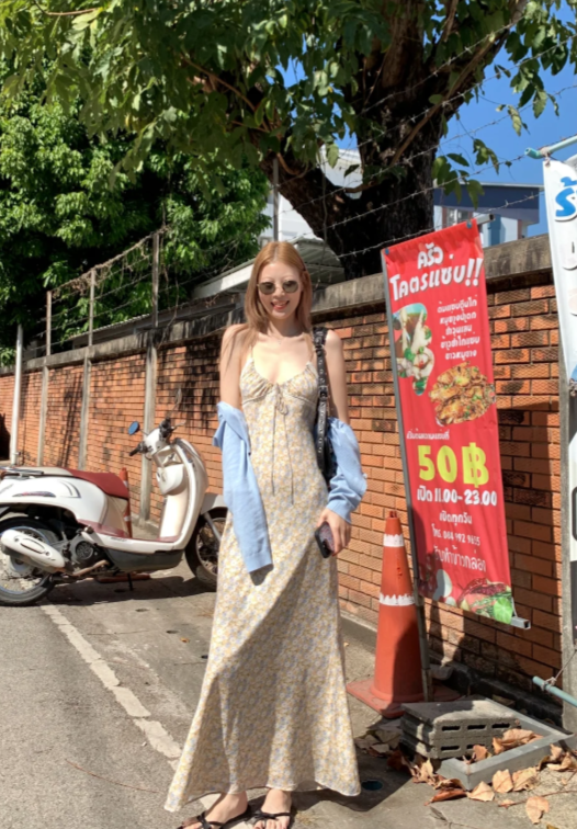 Nouvelle robe longue d'été élégante de style français pour femme C7687