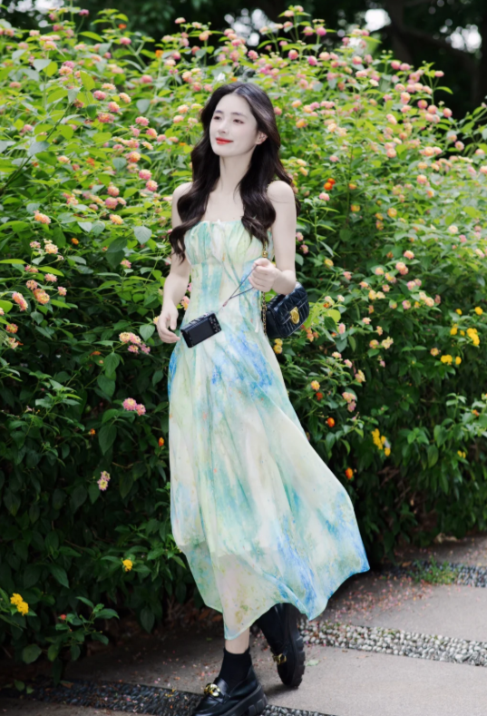 New Pretty French-style  Elegant Summer Women's Long Dress C7888
