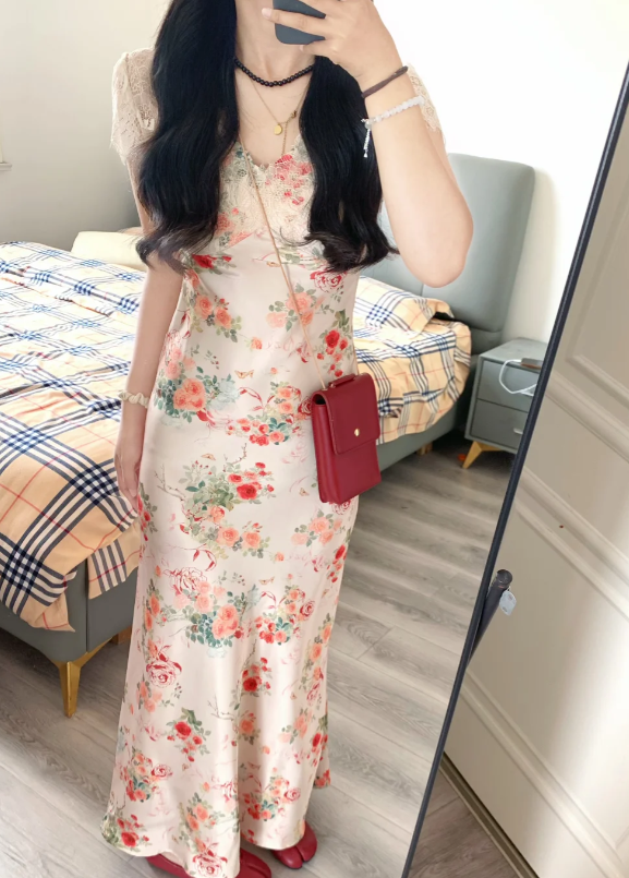 Nouvelle robe longue d'été élégante de style français pour femme C7588