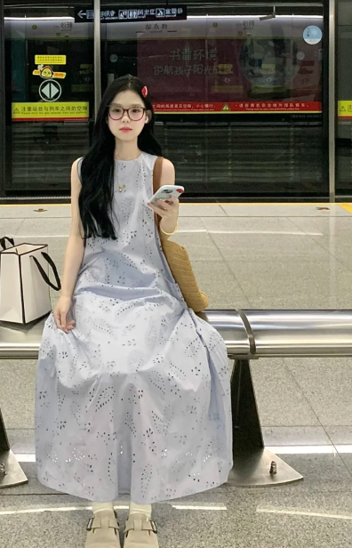 New Pretty French-style  Elegant Summer Women's Long Dress C7908