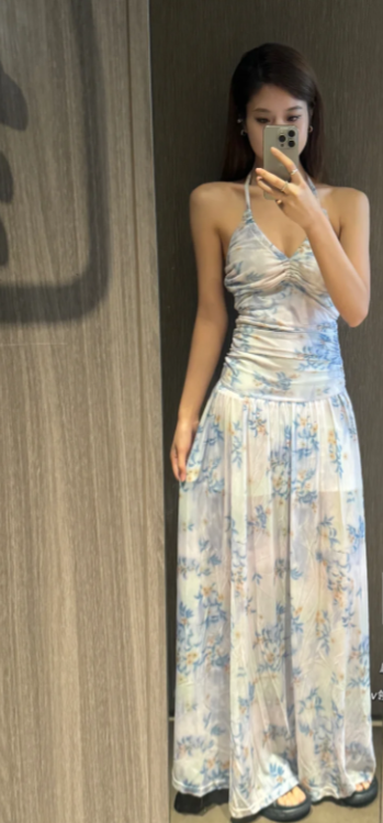 Nouvelle robe longue d'été élégante de style français pour femme C7991