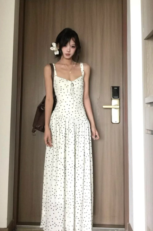 Nouvelle robe longue d'été élégante de style français pour femme C7992