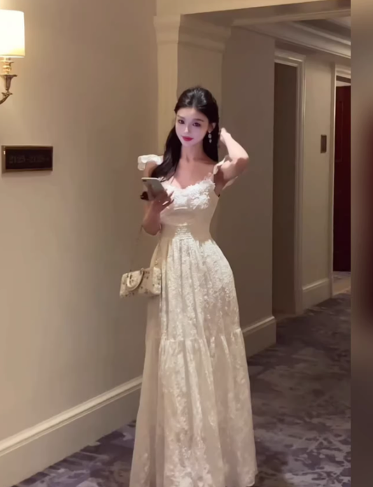 Nouvelle robe longue d'été élégante de style français pour femme C7693