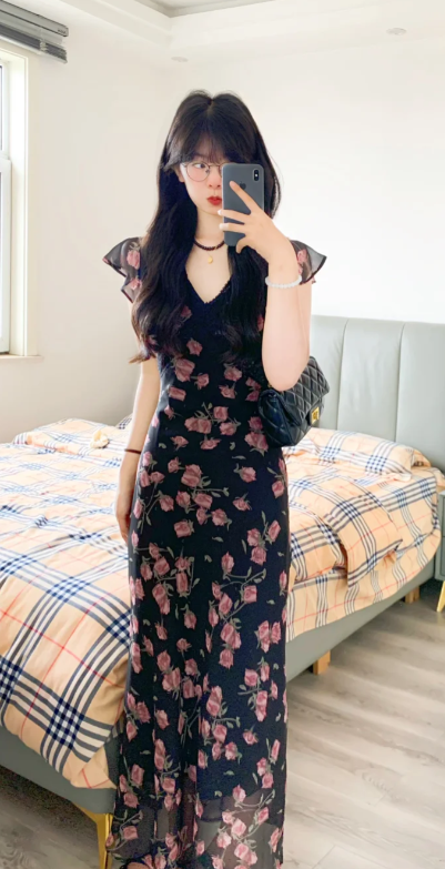 Nouvelle robe longue d'été élégante de style français pour femme C7595