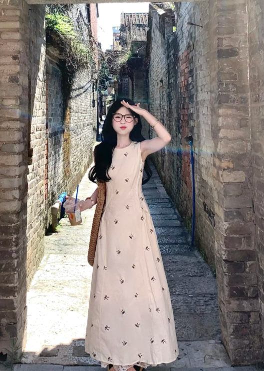 New Pretty French-style  Elegant Summer Women's Long Dress C7896