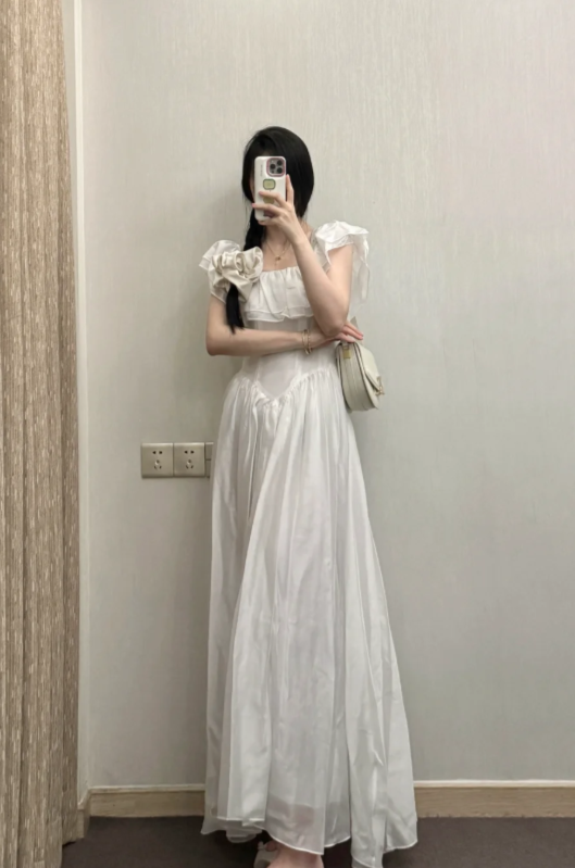 Nouvelle robe longue d'été élégante de style français pour femme C7598