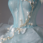Pretty Ball Gown Sweetheart Tulle Green Long Evening Dress Prom Dresses With Ruffles C3454