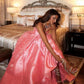 Robe de soirée en satin rose à col en cœur et coupe trapèze, longueur au sol, robe de bal BD2519