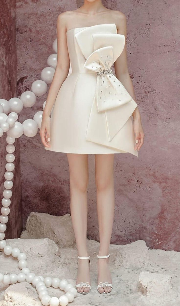 Simple Sheath Strapless Ivory Satin Homecoming Dress C402