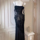 Robe de soirée longue sexy à bretelles spaghetti et sirène C1725