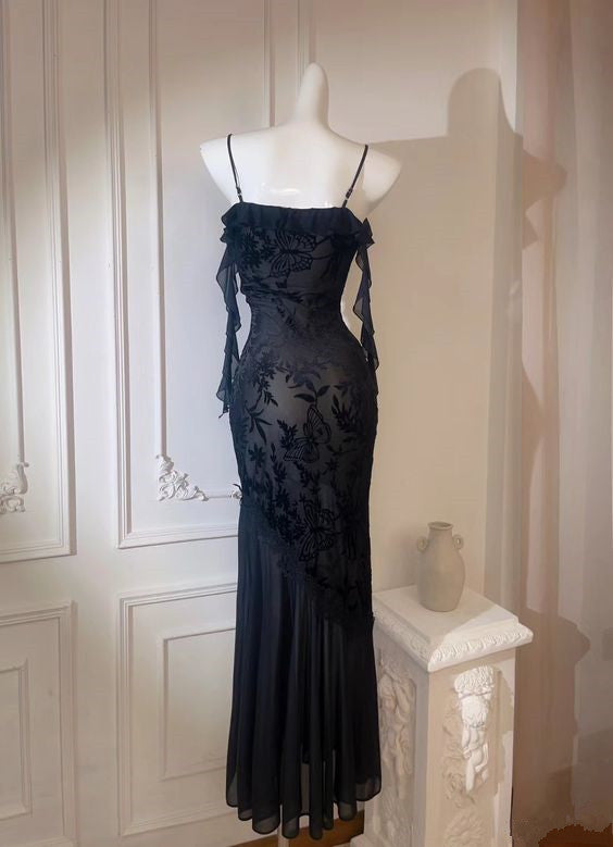 Robe de soirée longue sexy à bretelles spaghetti et sirène C1725