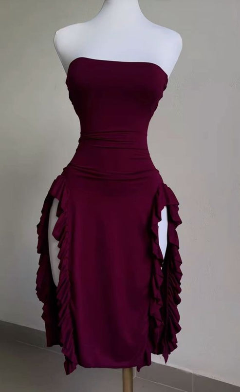 Sexy Ruffle Ruched Strapless Strapless Dresses main image 1