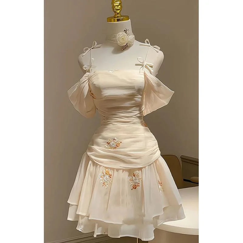Cute A line Chiffon Straps Homecoming Dress with Ruched Bodice C1038