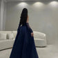 Modest Ball Gown Navy Blue Strapless With Long Sleeves Prom Dresses Long Evening Dress C2853