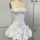 50s Vintage Sheath Strapless Lace Applique White Homecoming Dress Party Dress C1322