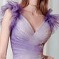 Sexy Mermaid Spaghetti Straps Tulle Grape And White Long Prom Dress C1217
