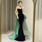 Vintage Mermaid Sweetheart Black Velvet Long Evening Dress Prom Dresses With Bow C3458